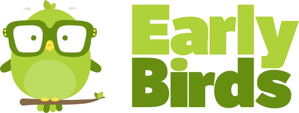 EarlyBirds Logo - Green owl with glasses